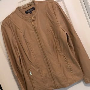 Kenneth Cole vegan leather jacket in a beautiful light tan